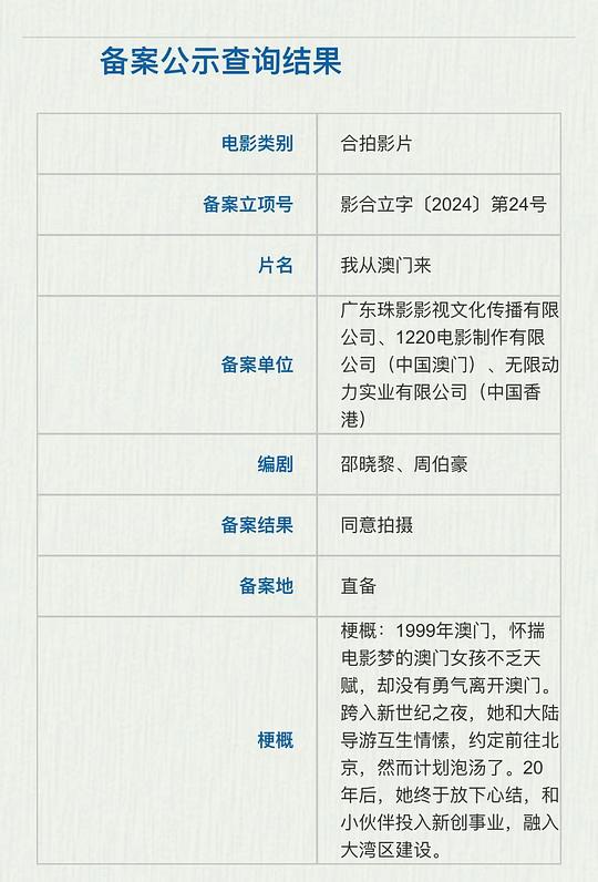 《我从澳门来》电影封面