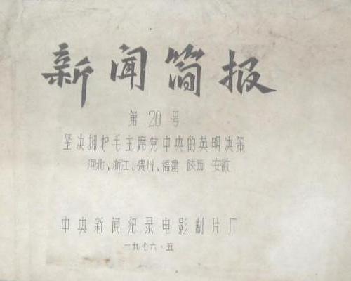 《新闻简报1976年第20号：坚决拥护毛主席党中央的英明决策（河北、浙江、贵州、福建、陕西、安徽）》纪录片封面