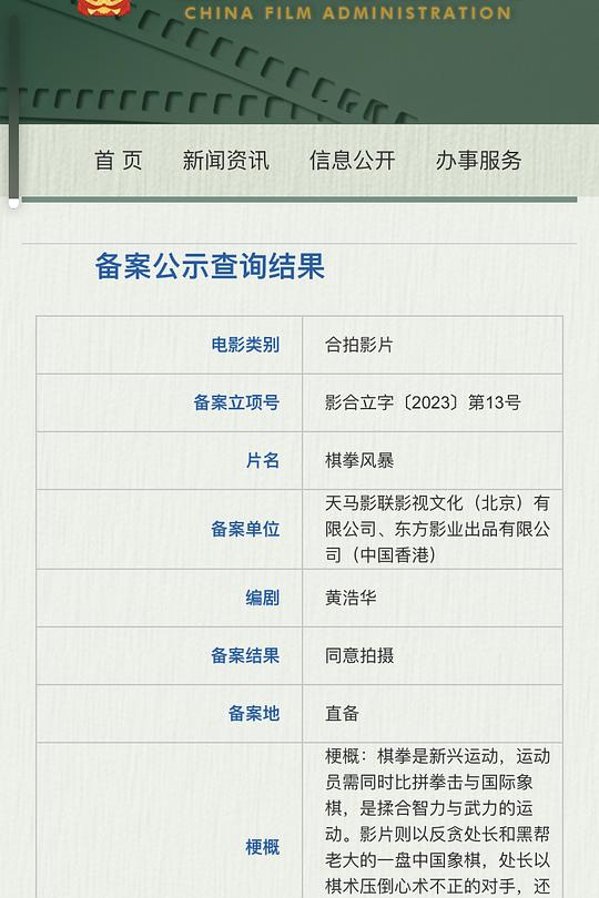 《棋拳风暴》电影封面